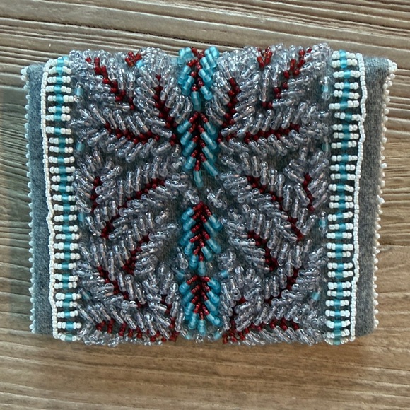 Tory burch Embroidered Beaded Grey & Turquoise Women’s Clutch wool and cotton - Picture 3 of 6